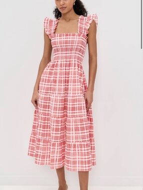 NWT Hill House Red Plaid Smocked Ellie Nap  Dress XS